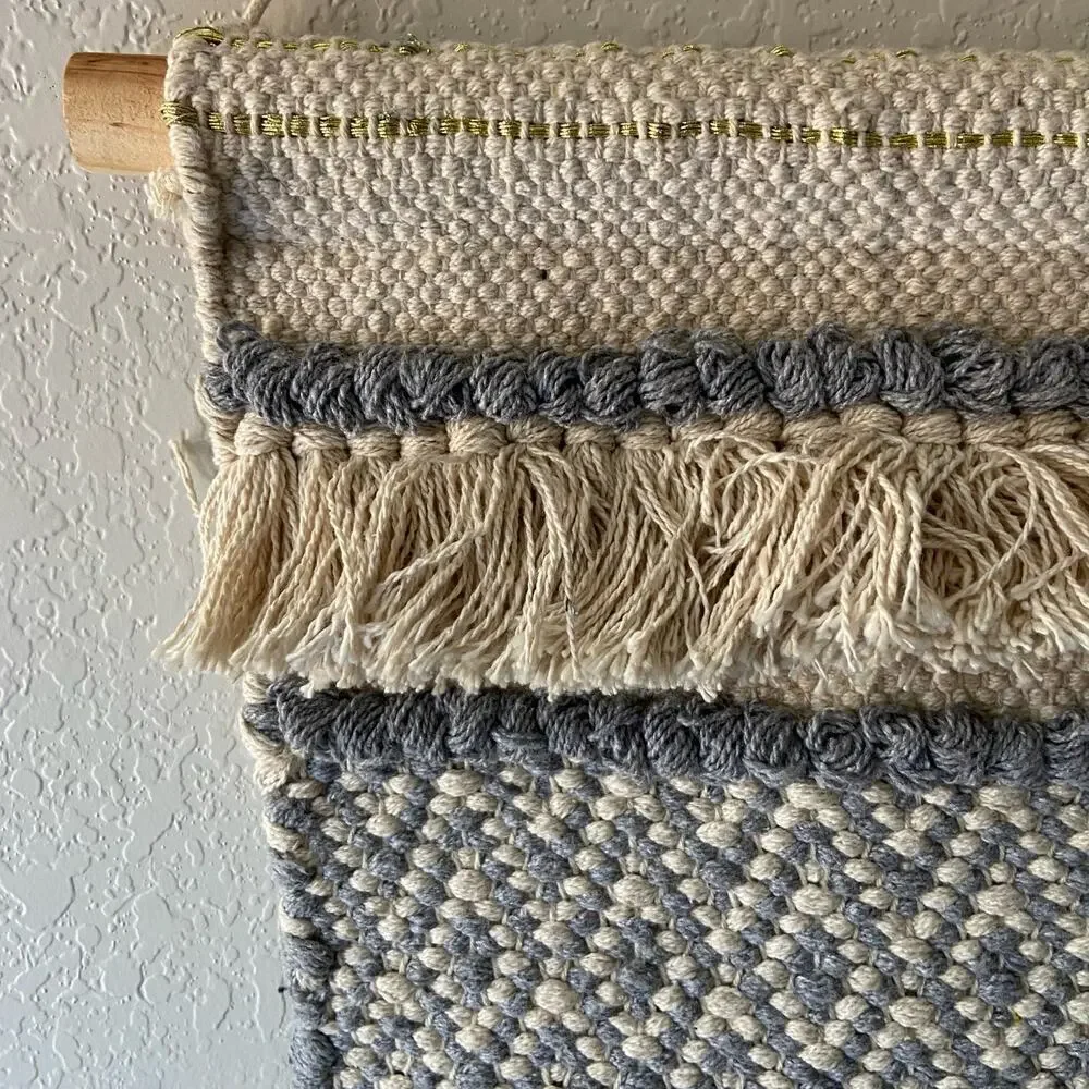 WALL TAPESTRY Decorative Shaggy Cotton Blend Neutral Natural Shabby Chic Boho